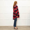Stand Studio Red  Oversized Checked Faux Shearling Jacket