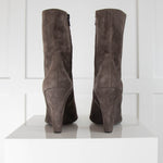 Barney's  Grey Wedge Suede Ankle Boots