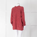 Zadig & Voltaire Red Floral Frill Trim Long Sleeve Top