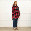 Stand Studio Red  Oversized Checked Faux Shearling Jacket