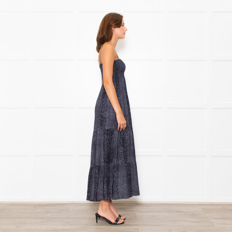 Hansine Grey Snake Skin Print Sleeveless Dress