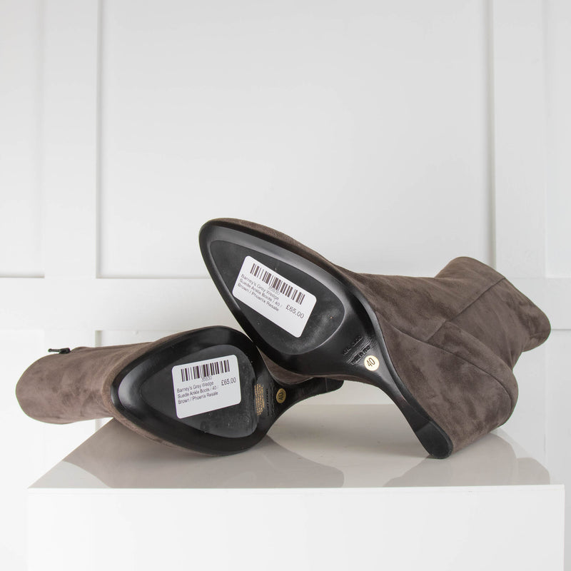 Barney's  Grey Wedge Suede Ankle Boots