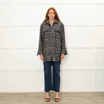 The Kooples Black Tweed  Leather Trim Overshirt Jacket