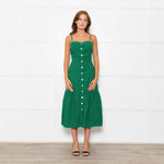 Nation Los Angeles Green Linen Button Up Sleeveless Dress
