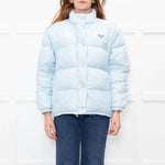 Prada Pale Blue Puffer Jacket with Zip Off Sleeves