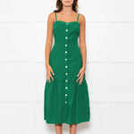 Nation Los Angeles Green Linen Button Up Sleeveless Dress