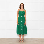 Nation Los Angeles Green Linen Button Up Sleeveless Dress