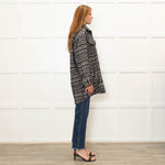 The Kooples Black Tweed  Leather Trim Overshirt Jacket
