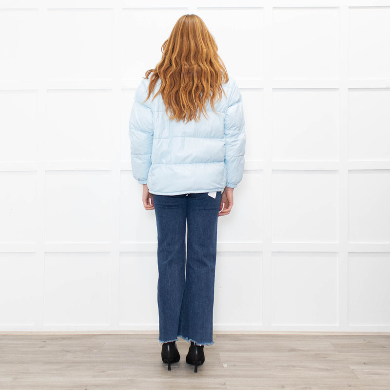 Prada Pale Blue Puffer Jacket with Zip Off Sleeves