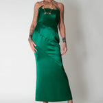 16Arlington Green Satin Corset Sleeveless Evening Dress