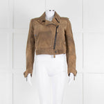 Burberry Prorsum Brown Distressed Leather Biker Jacket