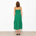Nation Los Angeles Green Linen Button Up Sleeveless Dress