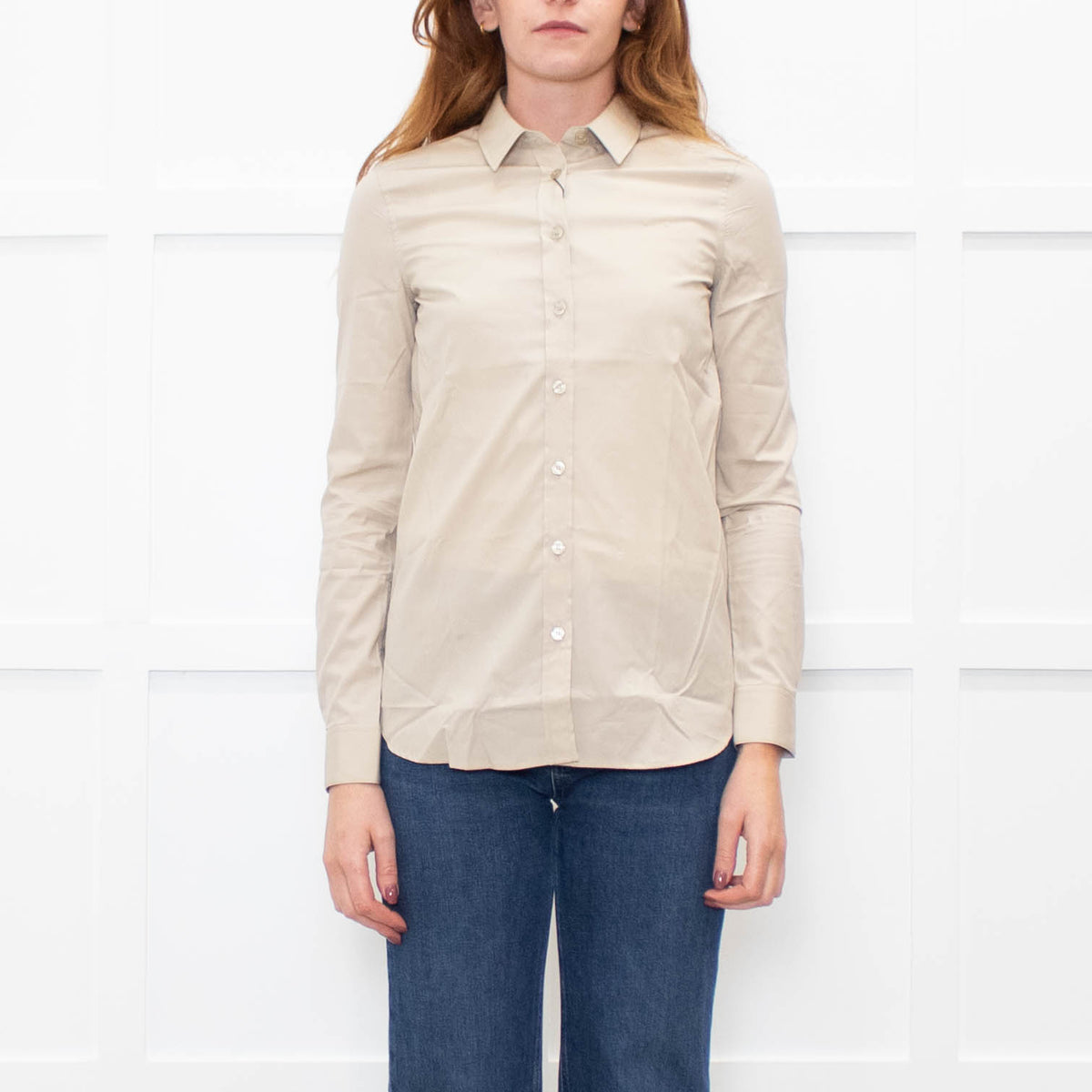 Burberry Beige Collared Shirt with Eyelet Detailing