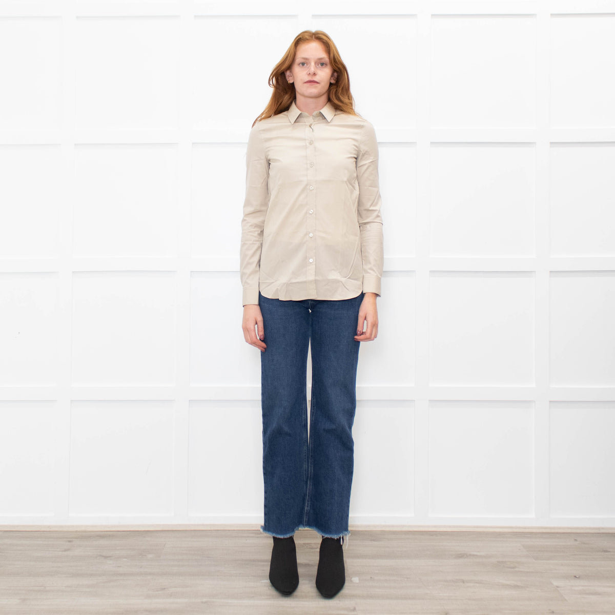 Burberry Beige Collared Shirt with Eyelet Detailing