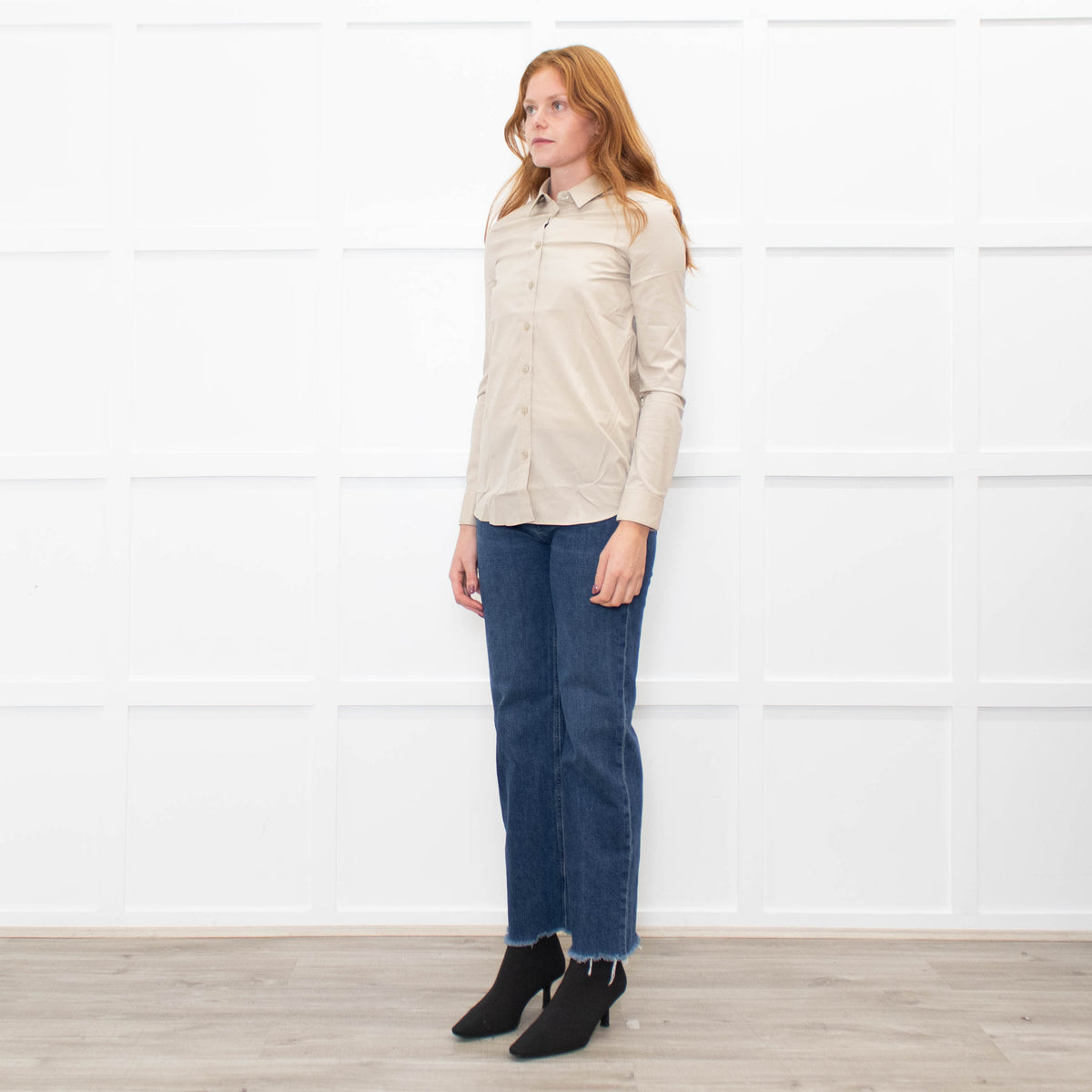 Burberry Beige Collared Shirt with Eyelet Detailing