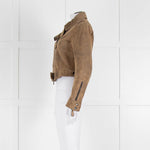 Burberry Prorsum Brown Distressed Leather Biker Jacket