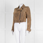 Burberry Prorsum Brown Distressed Leather Biker Jacket