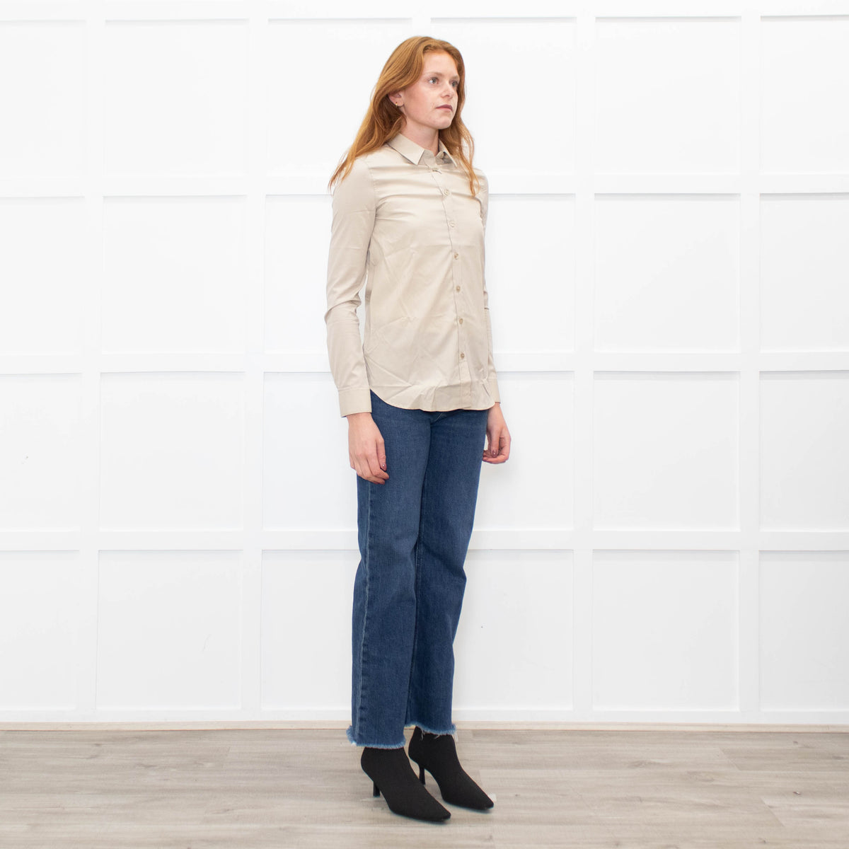 Burberry Beige Collared Shirt with Eyelet Detailing