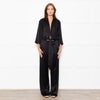 Michelle Mason Black Silk Satin Tie Up Waist Jumpsuit
