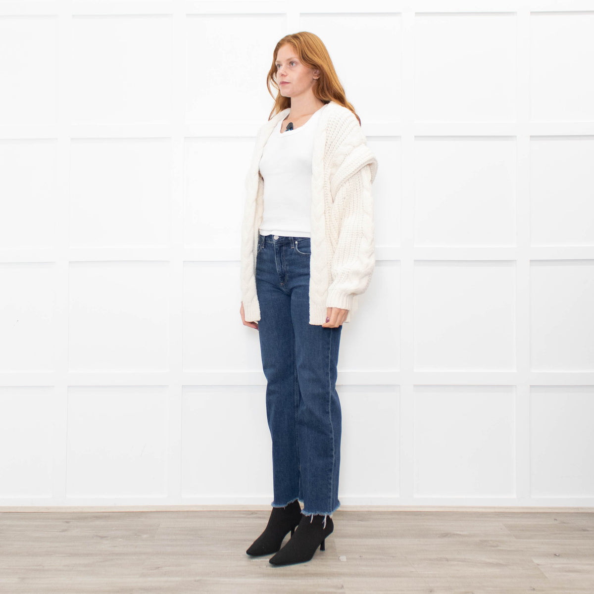 IRO Cream Cable Knit Open Cardigan