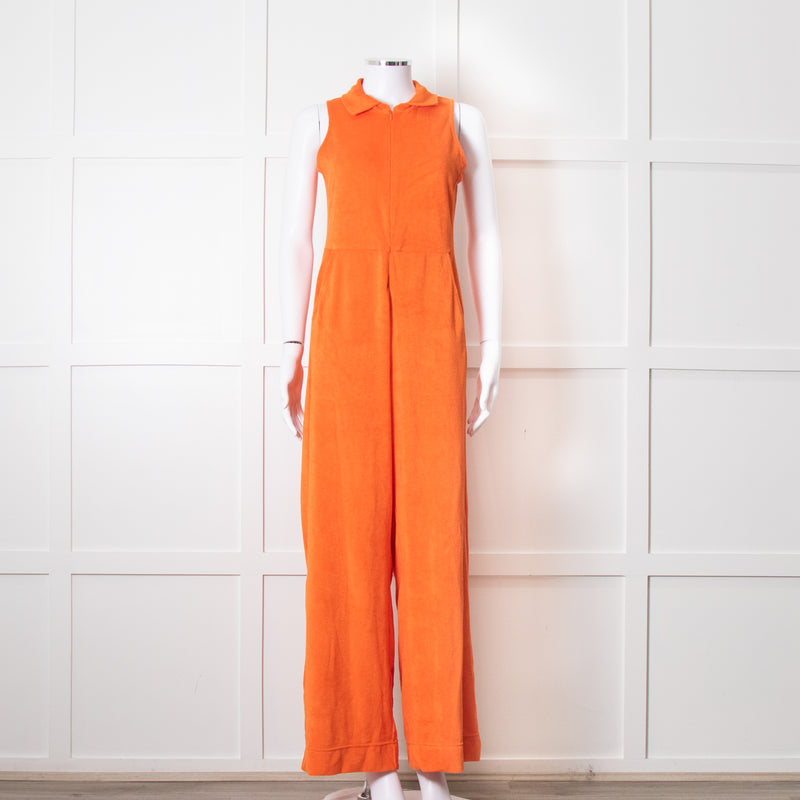 Me + Em Orange Towel Sleeveless Jumpsuit