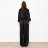 Michelle Mason Black Silk Satin Tie Up Waist Jumpsuit