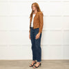 Diane Von Furstenberg Tan Leather Short Zip Up Jacket
