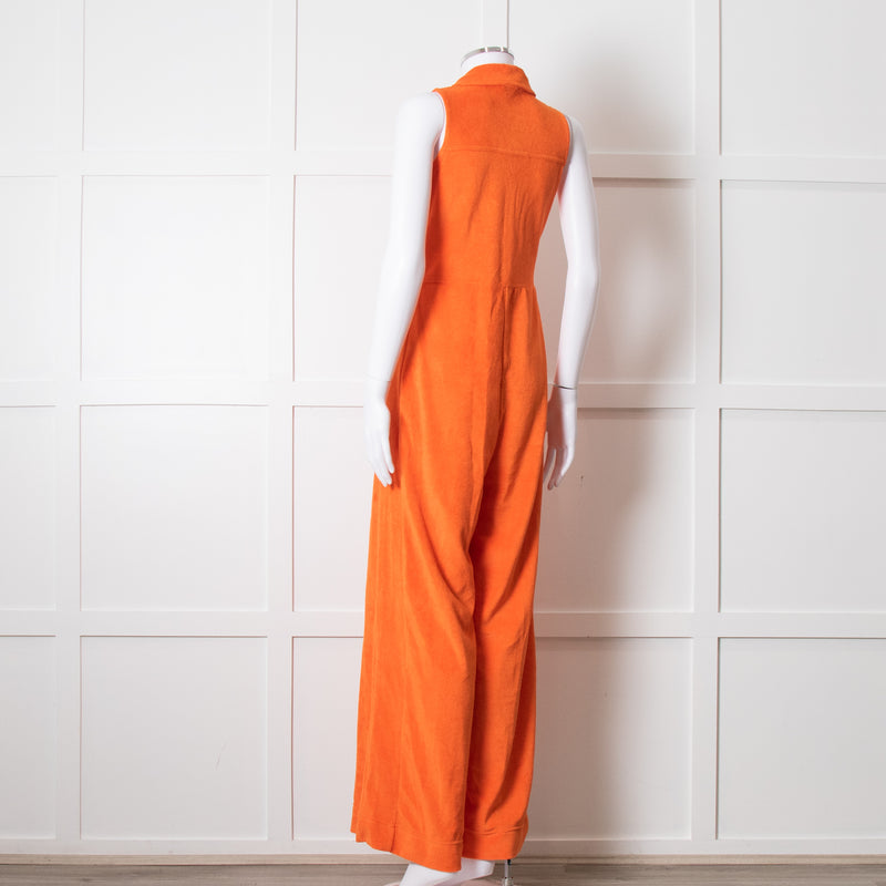 Me + Em Orange Towel Sleeveless Jumpsuit