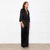 Michelle Mason Black Silk Satin Tie Up Waist Jumpsuit