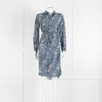 Mih Blue Cream Tie Dye Print Silk Shirt Dress