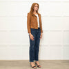 Diane Von Furstenberg Tan Leather Short Zip Up Jacket
