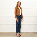 Diane Von Furstenberg Tan Leather Short Zip Up Jacket