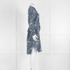 Mih Blue Cream Tie Dye Print Silk Shirt Dress