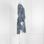 Mih Blue Cream Tie Dye Print Silk Shirt Dress