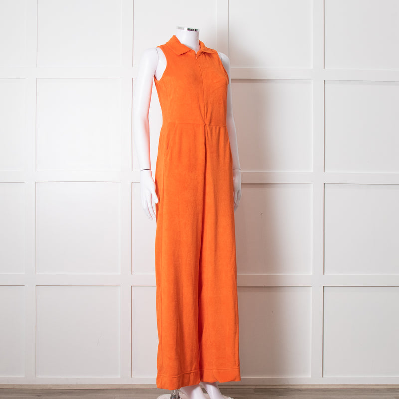 Me + Em Orange Towel Sleeveless Jumpsuit