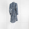 Mih Blue Cream Tie Dye Print Silk Shirt Dress