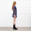 Self-Portrait Blue and Black Lace Long Sleeve Mini Dress