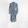 Mih Blue Cream Tie Dye Print Silk Shirt Dress