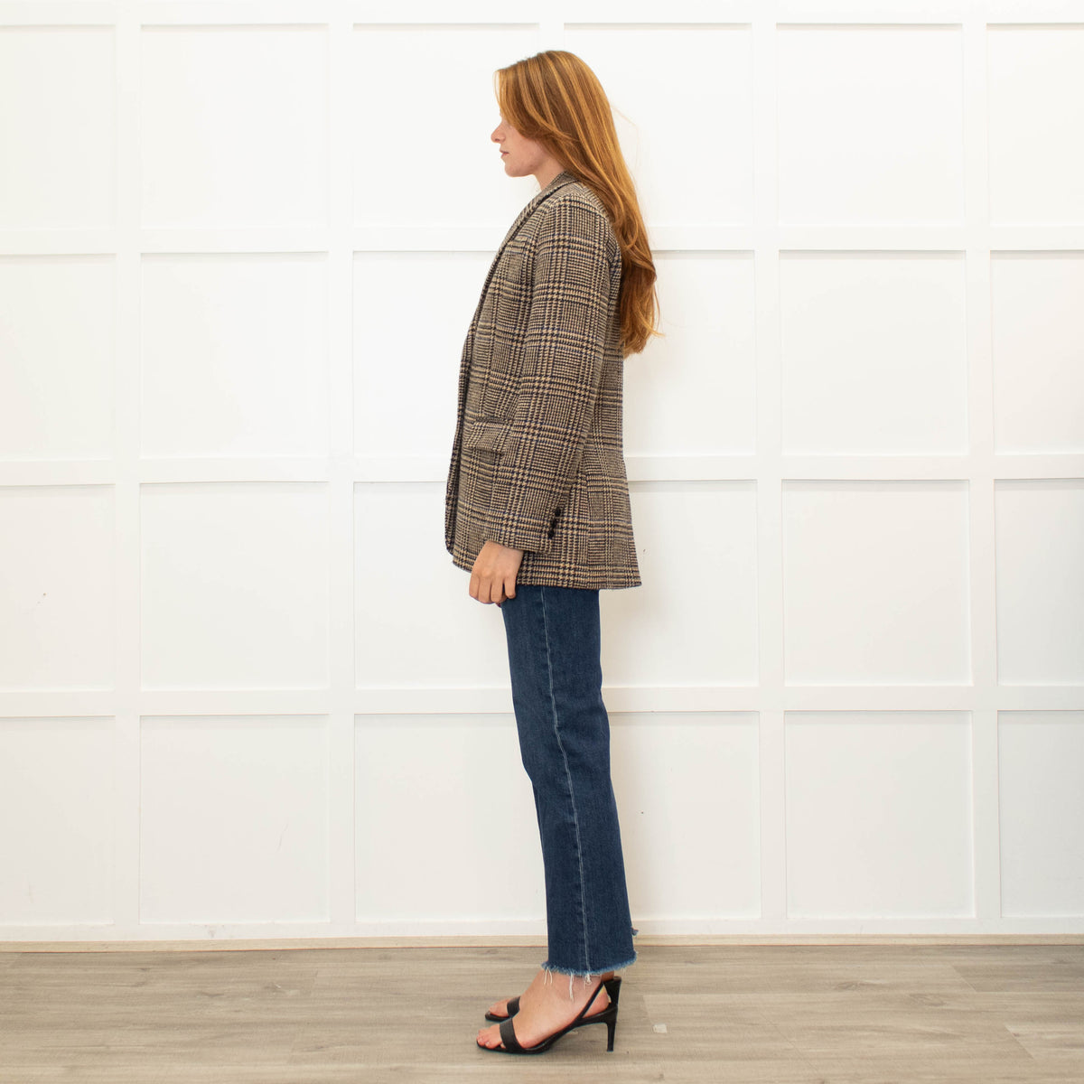 Weekend Max Mara Brown Beige Check Blazer Jacket