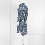 Mih Blue Cream Tie Dye Print Silk Shirt Dress
