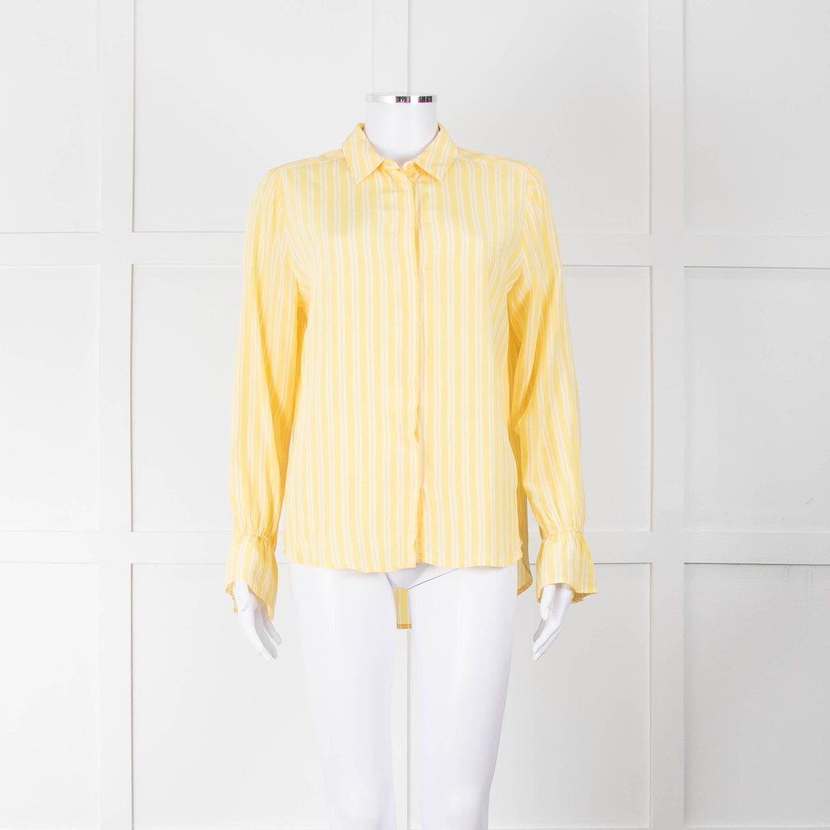 Second Female Yellow White Stripe Frill Cuff Blouse