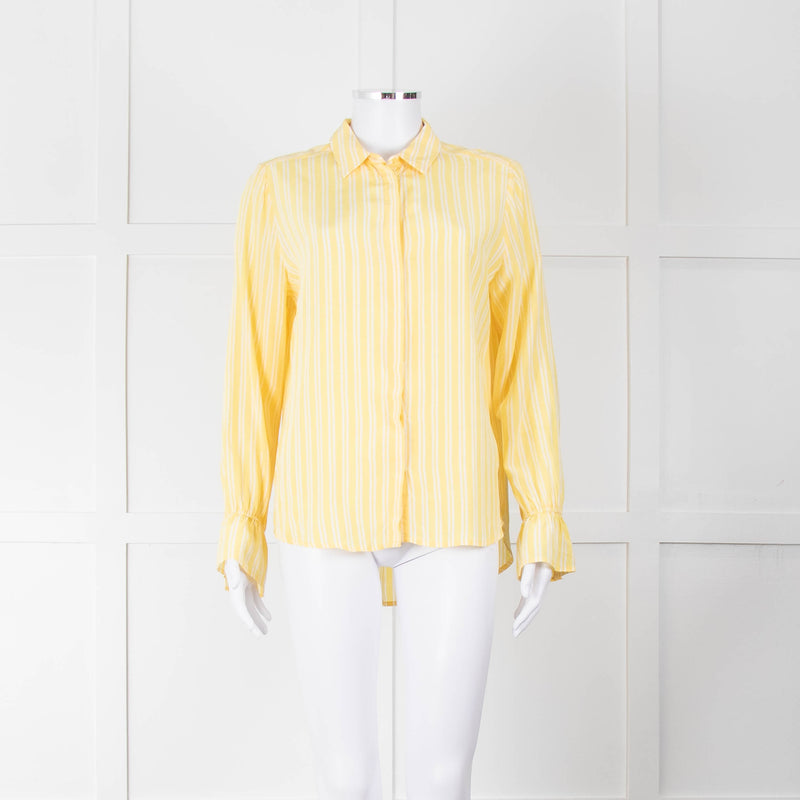 Second Female Yellow White Stripe Frill Cuff Blouse