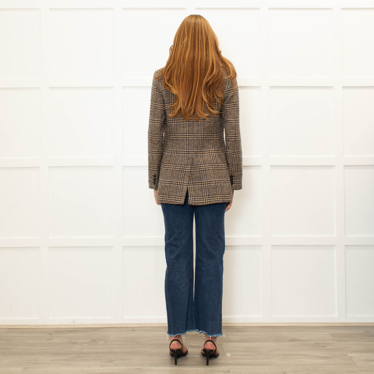 Weekend Max Mara Brown Beige Check Blazer Jacket