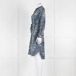 Mih Blue Cream Tie Dye Print Silk Shirt Dress