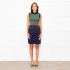 Missoni Purple Green Wave Patterned Knit Skater Dress With High Neck