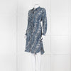Mih Blue Cream Tie Dye Print Silk Shirt Dress