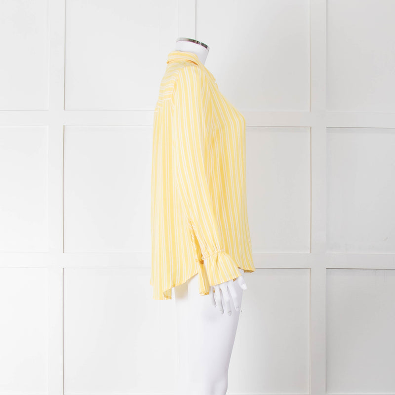 Second Female Yellow White Stripe Frill Cuff Blouse