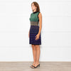 Missoni Purple Green Wave Patterned Knit Skater Dress With High Neck