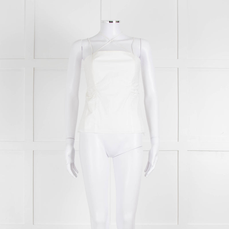Frame White Cotton Sleeveless Low Back Top