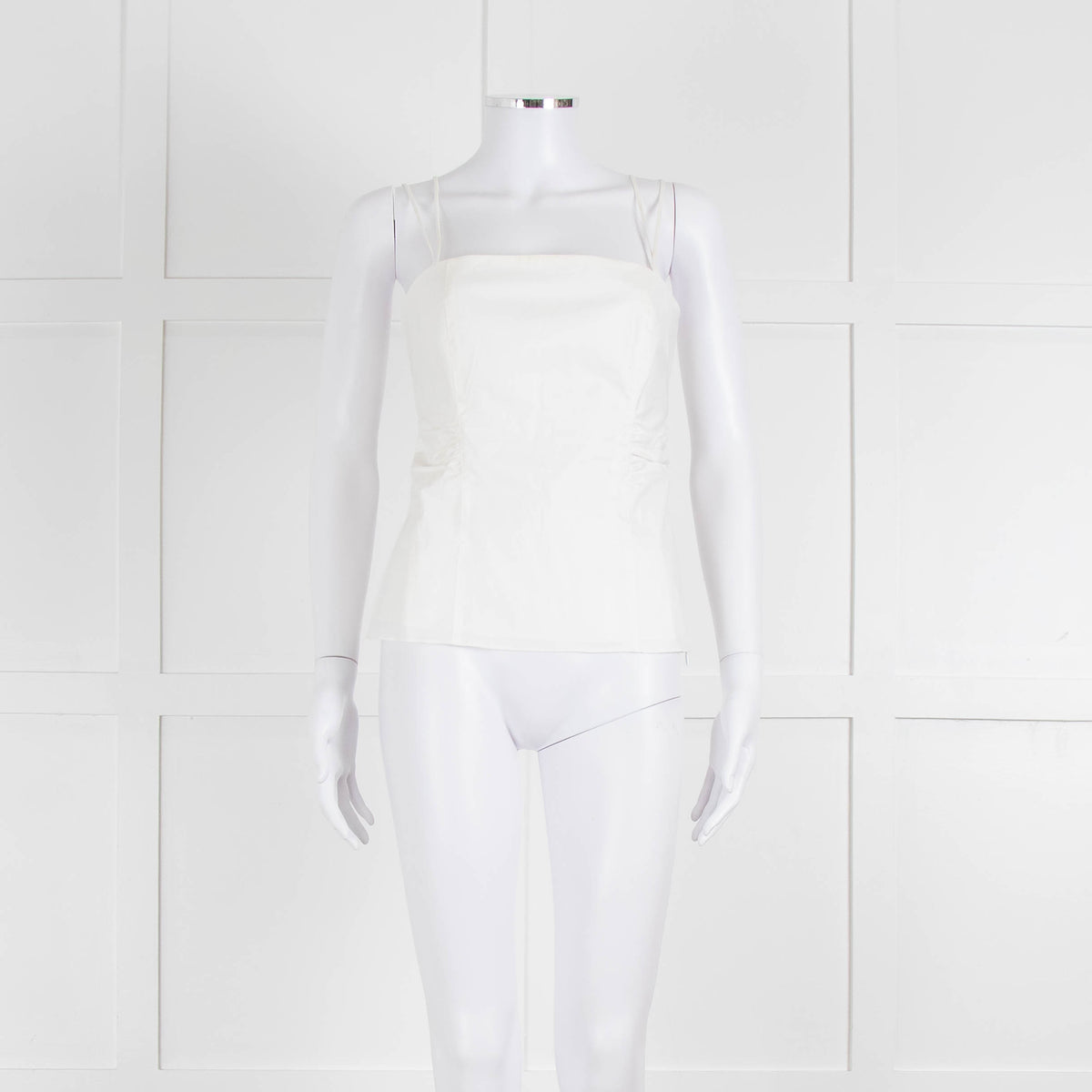 Frame White Cotton Sleeveless Low Back Top